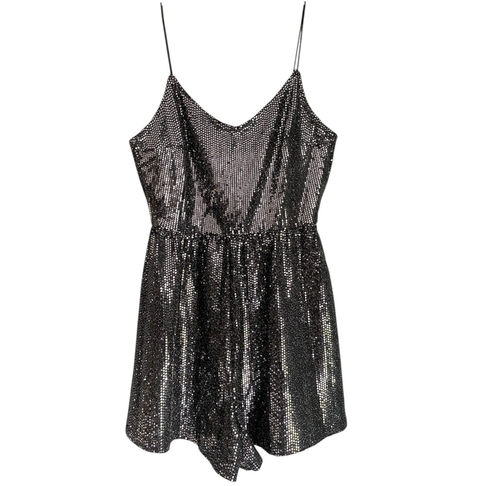 Divided Black Sequin Romper